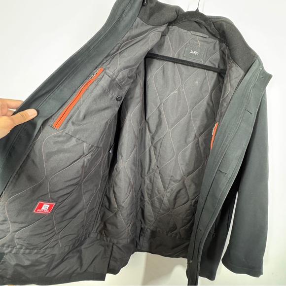 Sanyo Black Insulated Coat Mens Modern Minimalist Winter Jacket - Picture 7 of 14